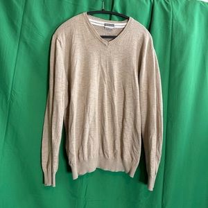 JORDAN CRAIG beige v-neck knit sweater